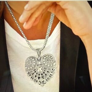 Brighton Mumtaz Large Crystal Heart Long Convertible Necklace NWT